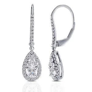 10k White, Yellow, Rose Gold Drop / Dangle Moissanite Earrings 1ctw