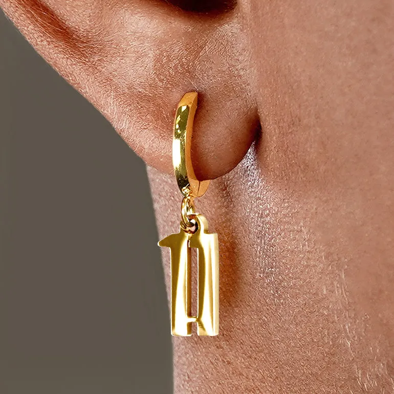 11 Number Earring - Gold Plated Stainless Steel