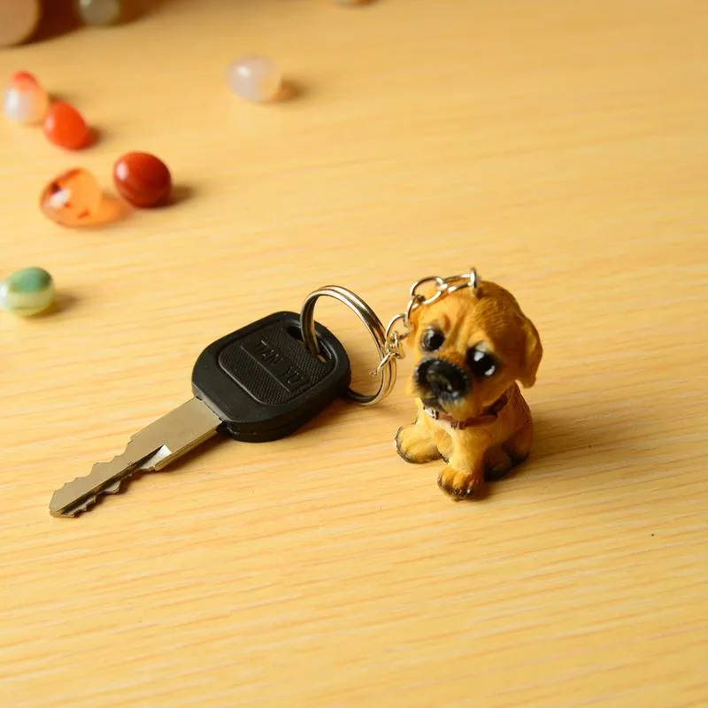 12Pcs/Lot Lovely Resin Animal Pet Dogs Key Ring Gift for Woman