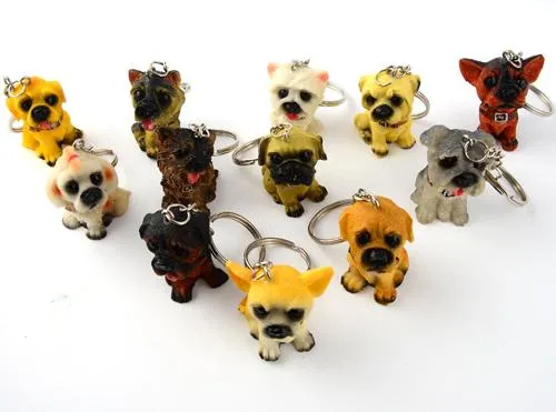 12Pcs/Lot Lovely Resin Animal Pet Dogs Key Ring Gift for Woman