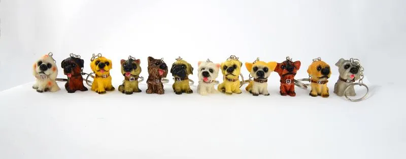 12Pcs/Lot Lovely Resin Animal Pet Dogs Key Ring Gift for Woman