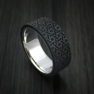 14K White Gold with Carbon Fiber Custom Made Men's Band