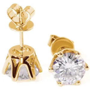 14k Yellow Gold Stud Moissanite Earrings 0.5ctw - 2.4ctw Options