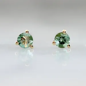 .17 Carats Total Round Cut Green Tourmaline Earrings