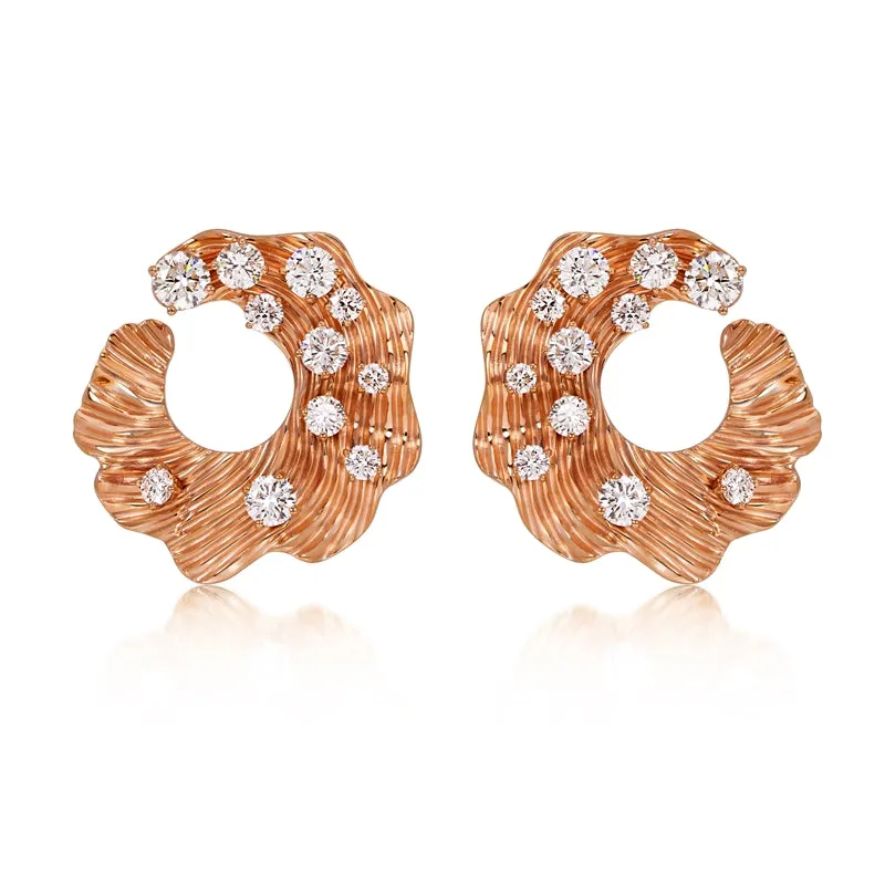 18k Bahia Pink Gold Earring With 0.80 Cts Vs-Gh Diamonds