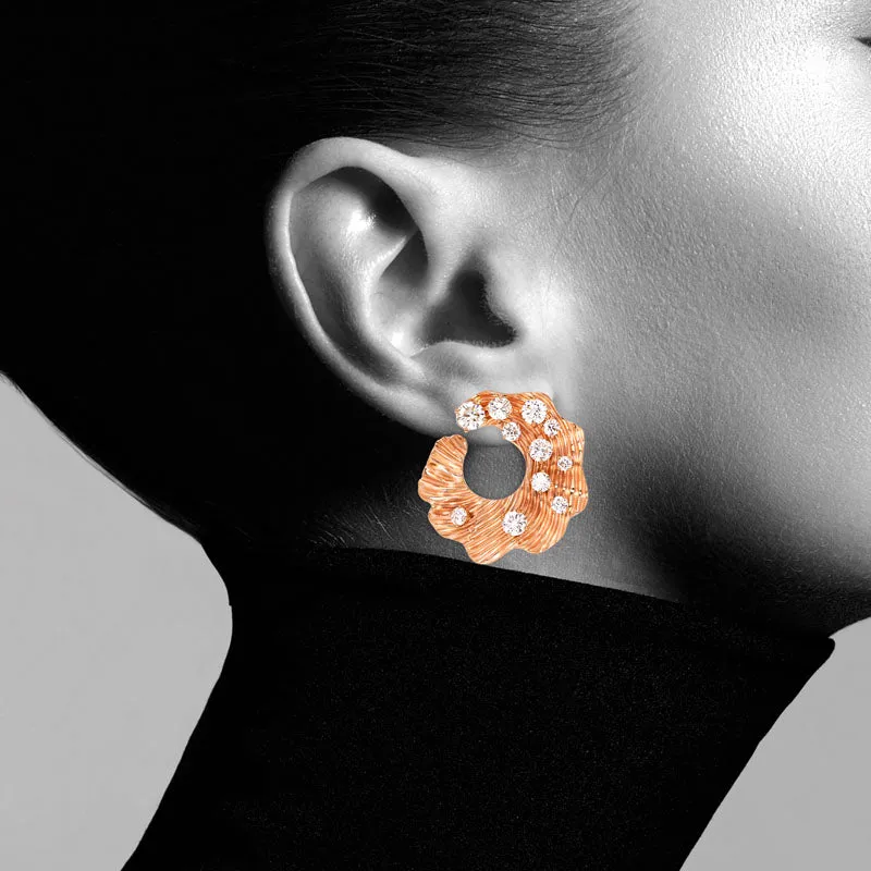 18k Bahia Pink Gold Earring With 0.80 Cts Vs-Gh Diamonds