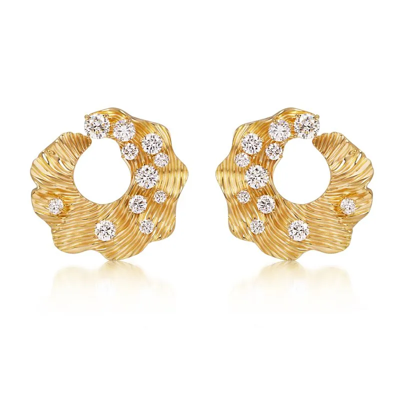 18k Bahia Yellow Gold Earring With 1.03 Cts Vs-Gh Diamonds