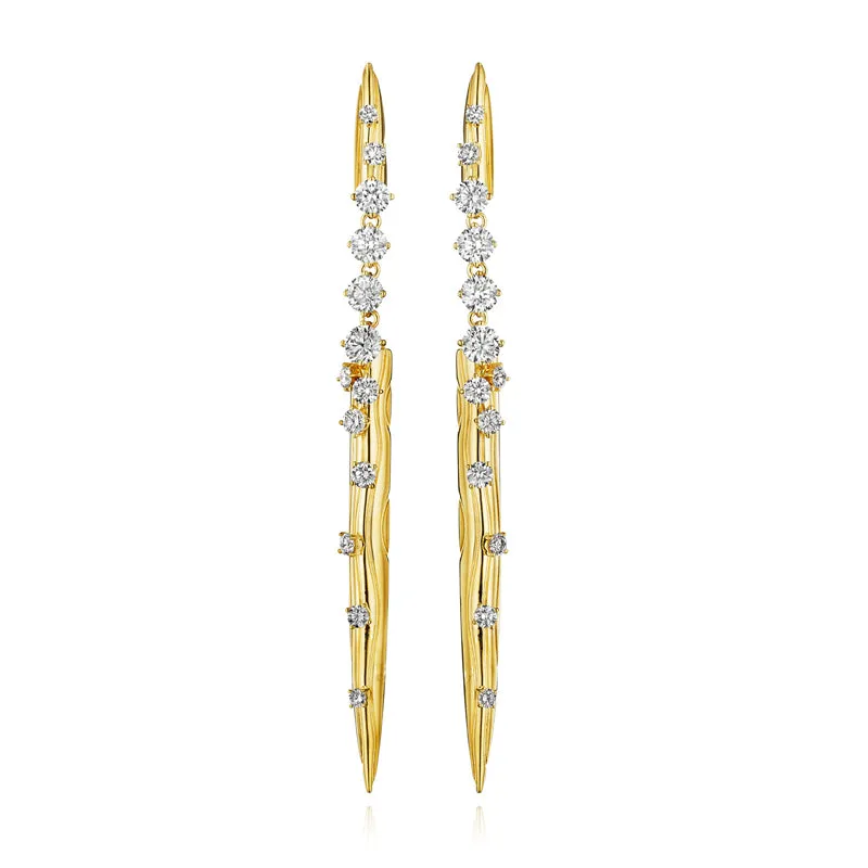 18k Bahia Yellow Gold Earring With 1.55 Cts Vs-Gh Diamonds