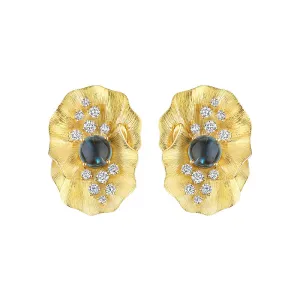 18k Bahia Yellow Gold Earring With 1.72 Cts Vs-Gh Diamonds  And Topaz