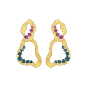 18k Bahia Yellow Gold Earring   With Rhodolite And Topaz