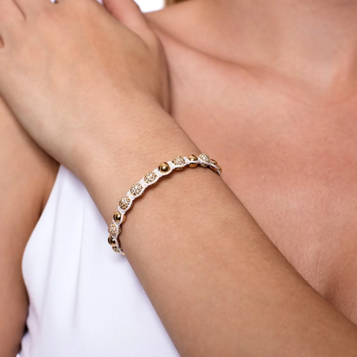 18k Gold | Crystal Pavé Kikiballa Bracelet | White