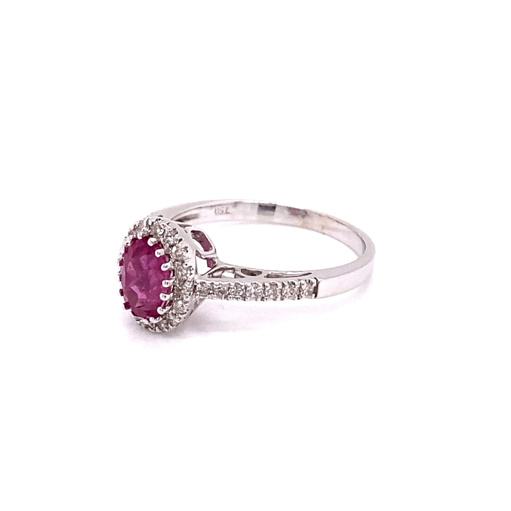 18KW 1.00ct Oval Pink Sapphire And Diamond fashion Ring