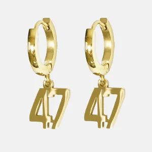 47 Number Earring - Gold Plated Stainless Steel