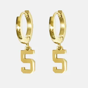 5 Number Earring - Gold Plated Stainless Steel