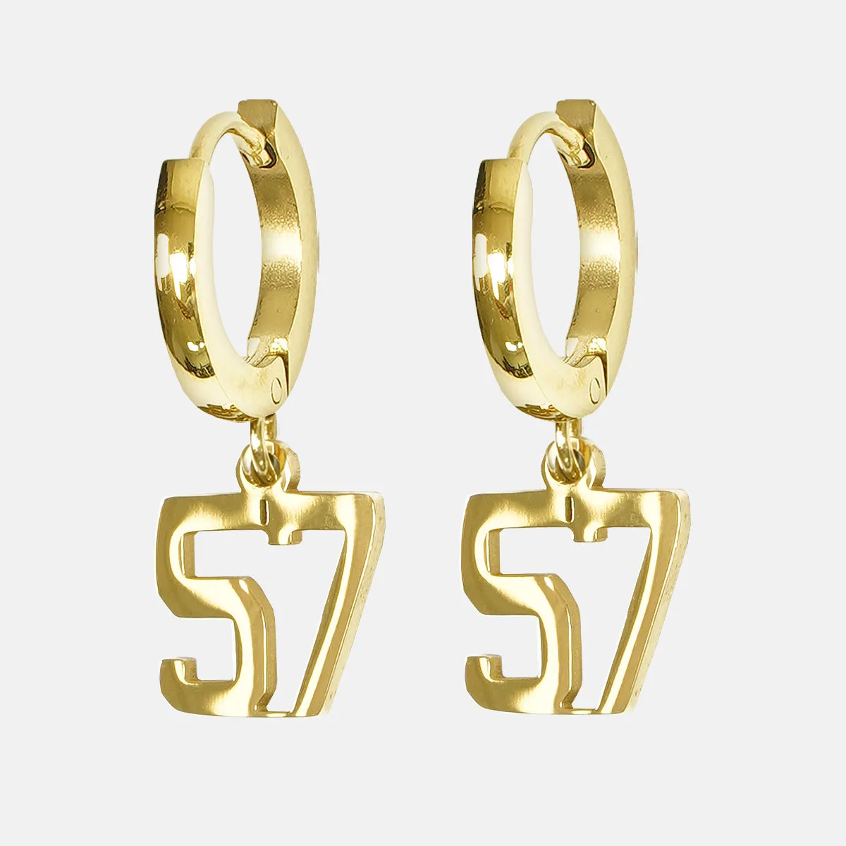 57 Number Earring - Gold Plated Stainless Steel