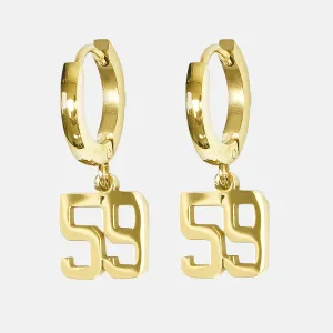 59 Number Earring - Gold Plated Stainless Steel