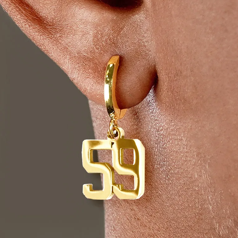 59 Number Earring - Gold Plated Stainless Steel