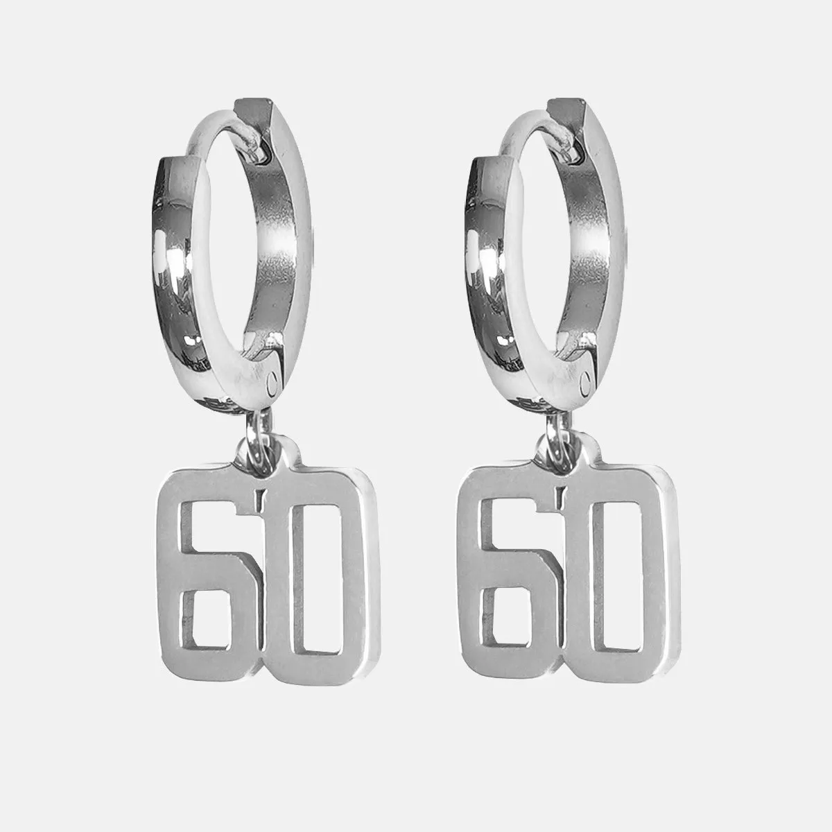 60 Number Earring - Stainless Steel