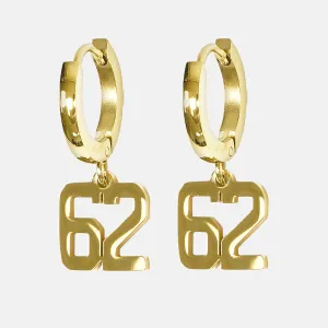 62 Number Earring - Gold Plated Stainless Steel