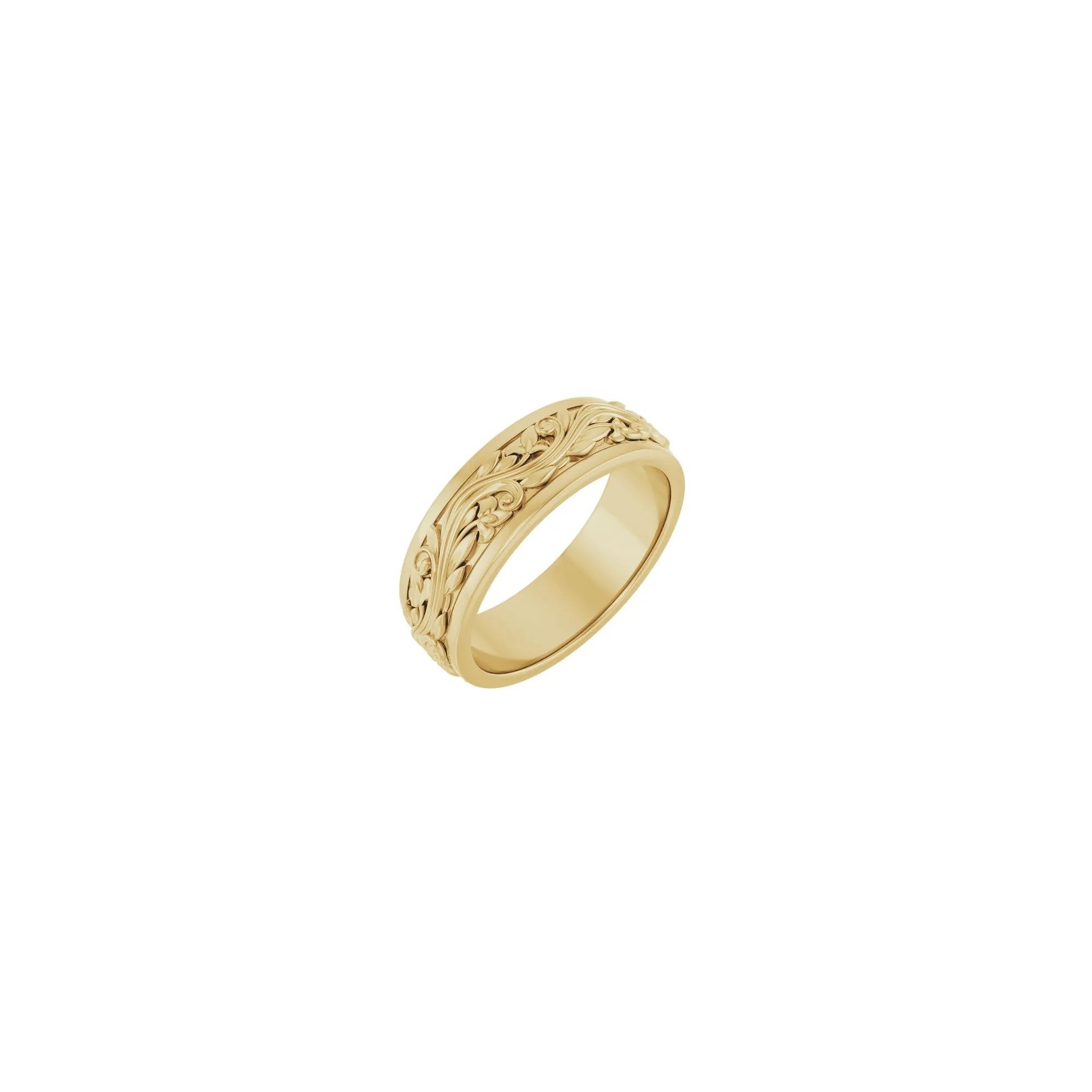 7 mm Wavy Laurel Textured Ring