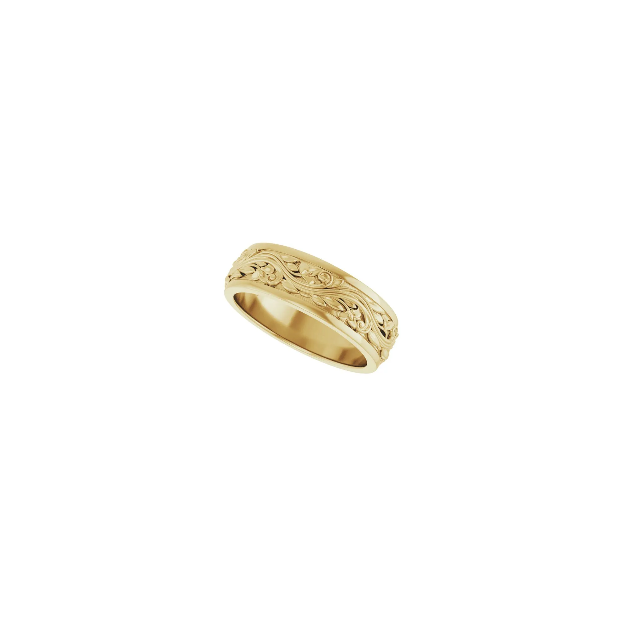 7 mm Wavy Laurel Textured Ring