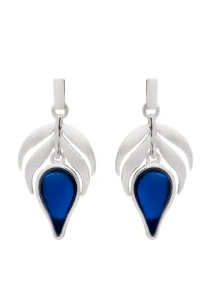 70% DISCOUNT LAST PAIR Dazzling 925 Sterling Silver Blue  Stone Flame  Fire Charm Earrings