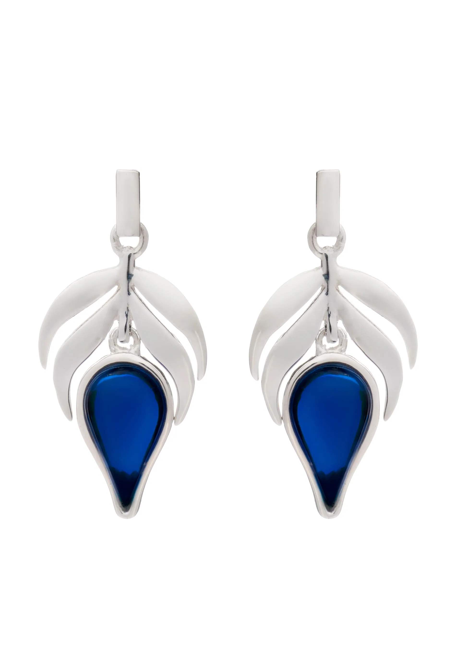 70% DISCOUNT LAST PAIR Dazzling 925 Sterling Silver Blue  Stone Flame  Fire Charm Earrings