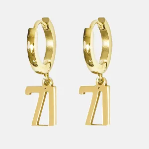 71 Number Earring - Gold Plated Stainless Steel