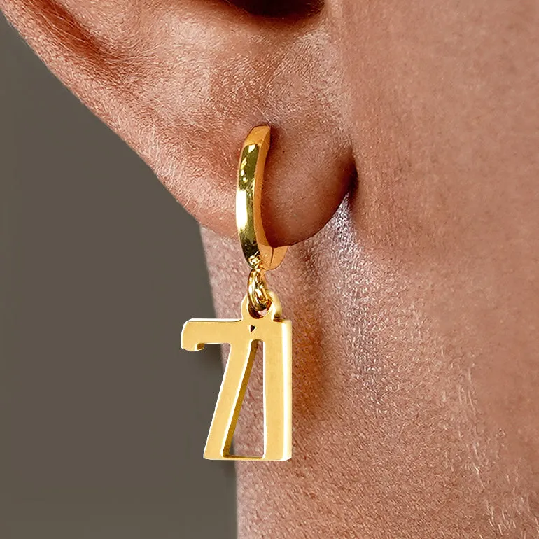 71 Number Earring - Gold Plated Stainless Steel