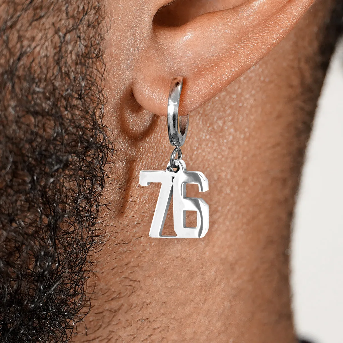 76 Number Earring - Stainless Steel