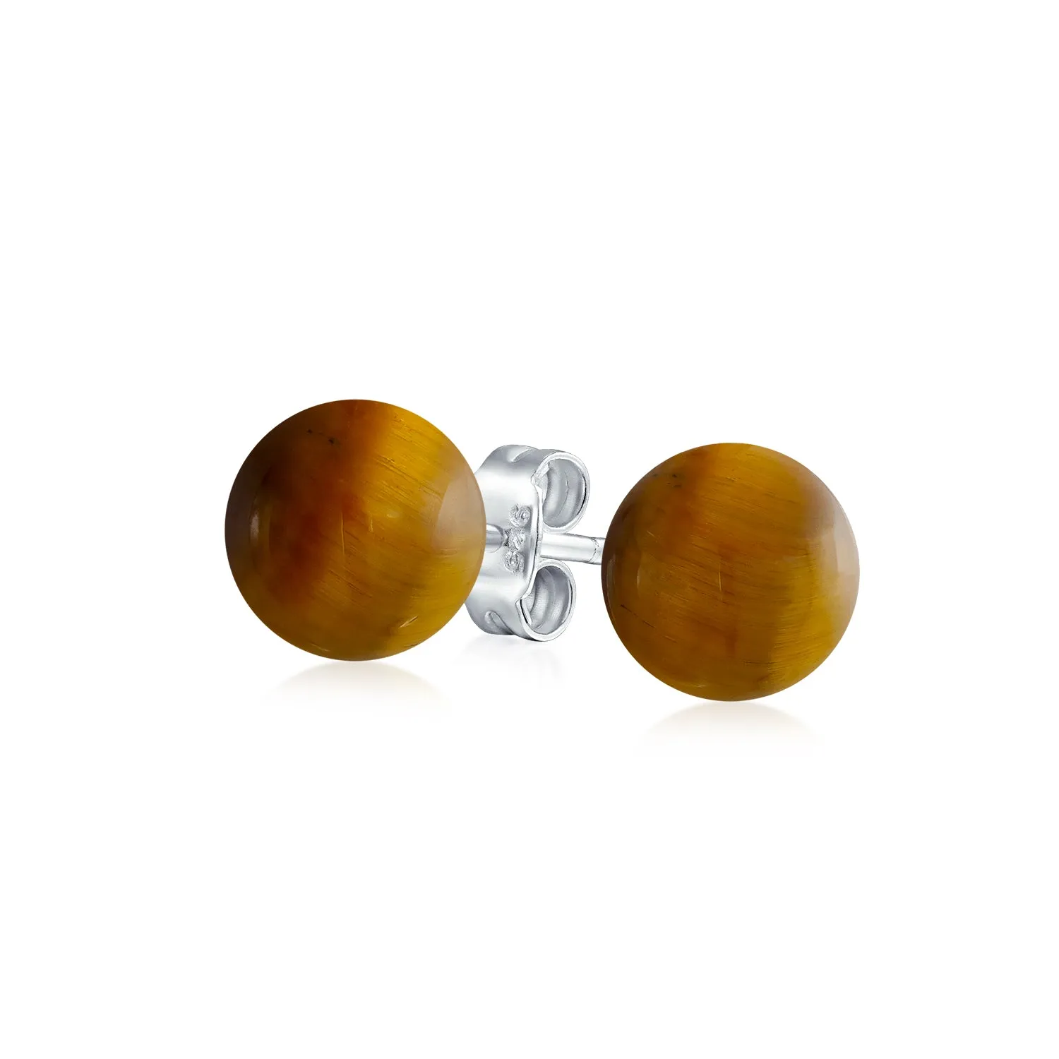 8mm Natural Gemstone Stud Earrings .925 Sterling Silver Birthstone Variety