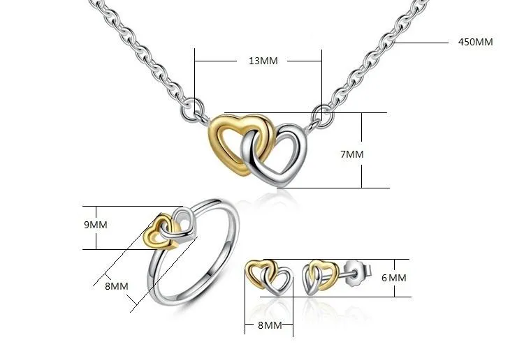 925 Sterling Silver Heart to Heart Jewelry Set