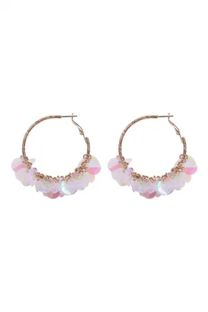 Ab Sequin Dangle Hoop Earrings