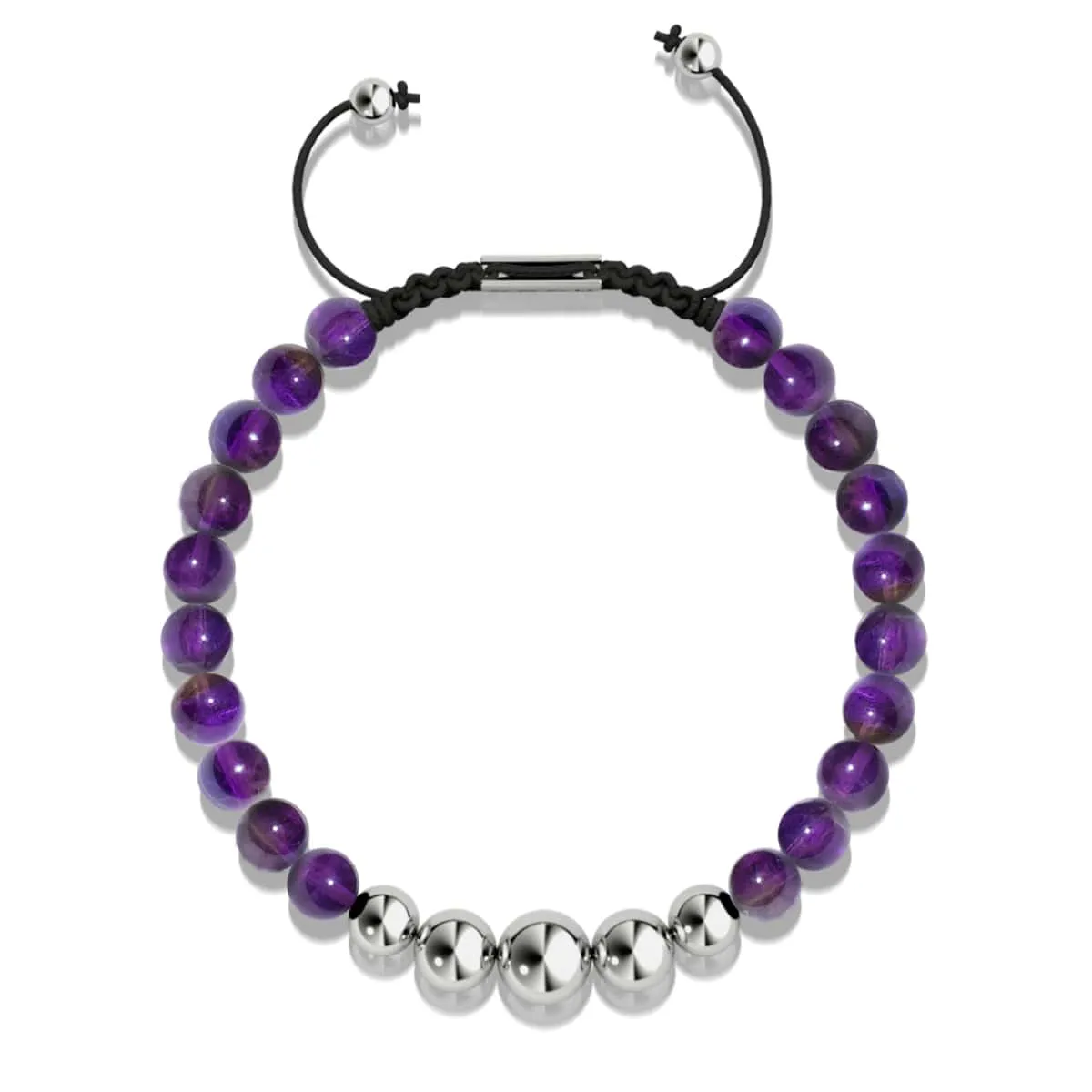 Amethyst | Silver | Balance Gemstone Macrame Bracelet