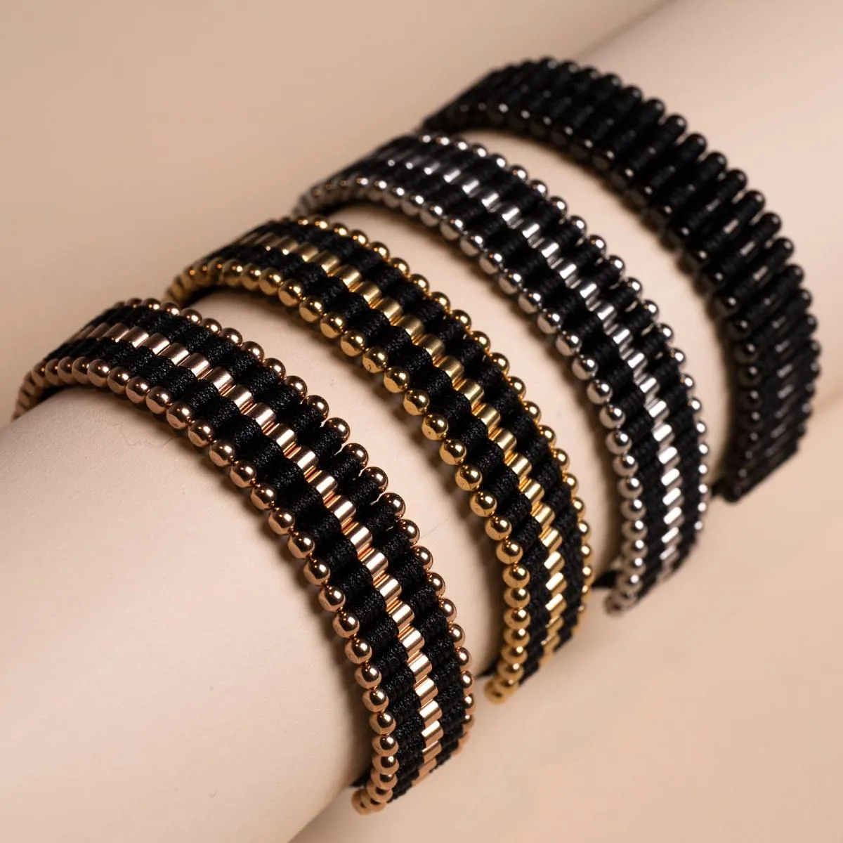 Amici | 18k Rose Gold | Black | Macrame Bracelet