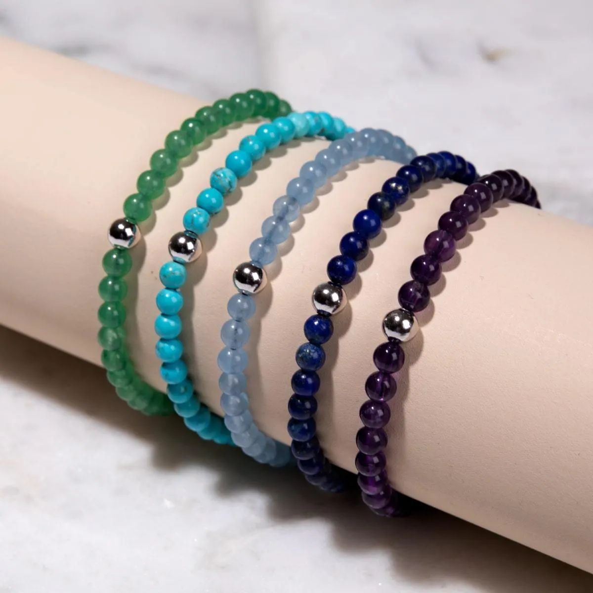 Aquamarine | .925 Sterling Silver | Focus Gemstone Macrame Bracelet