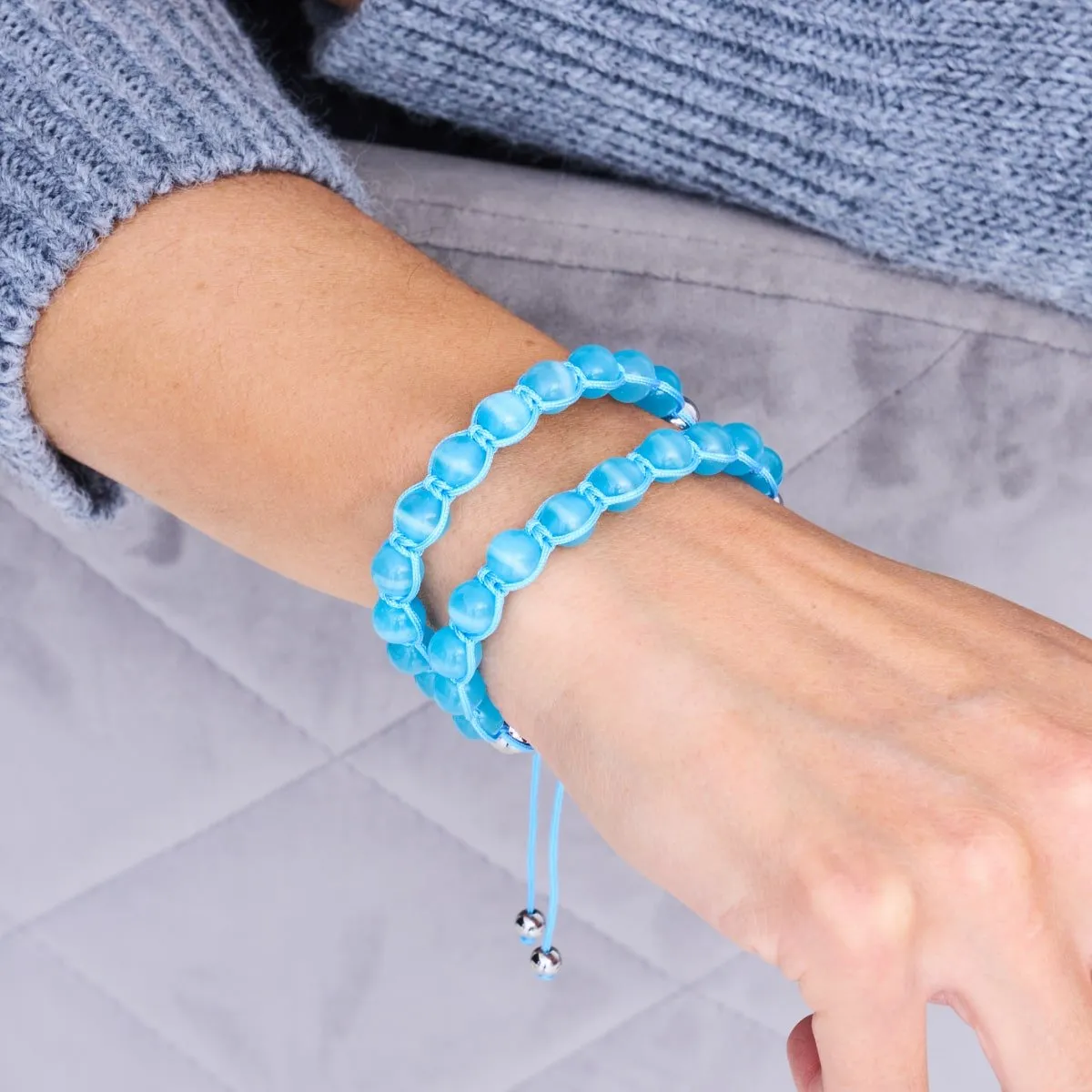 Aquamarine | Silver | Cheshire Glass Charmballa Bracelet