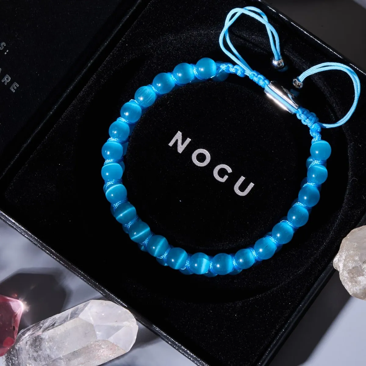 Aquamarine | Silver | Cheshire Glass Double Macrame Bracelet