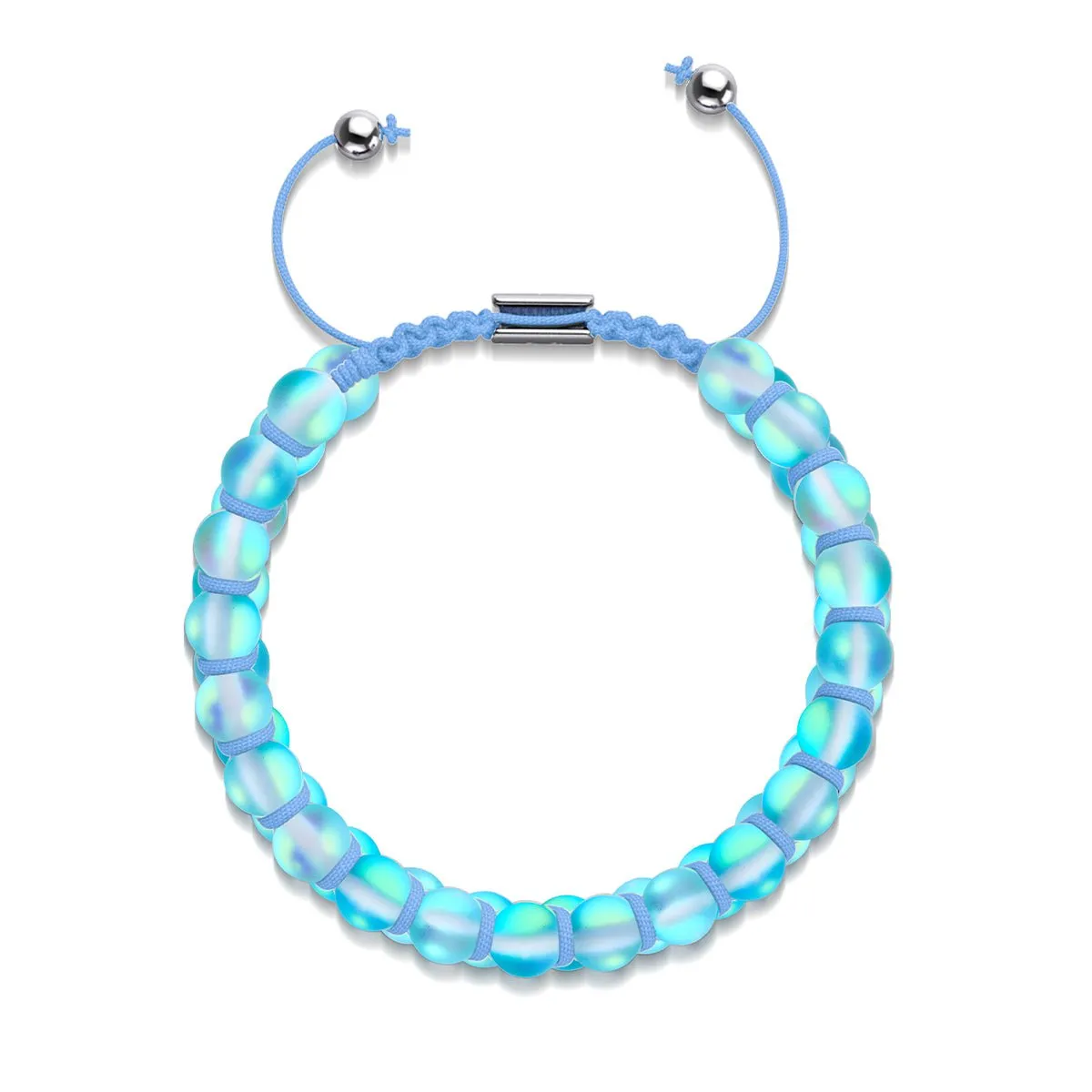 Aquamarine | Silver | Double Mermaid Glass Bracelet