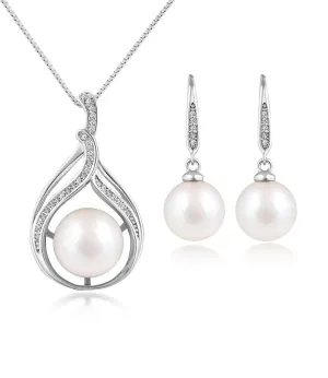 Bella Pearl Pendant Necklace and Earrings Set