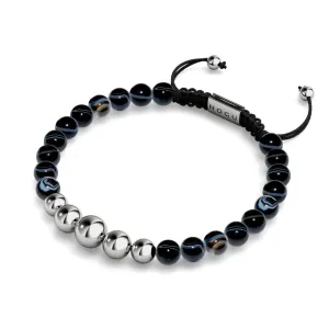 Black Line Agate | Silver | Balance Gemstone Macrame Bracelet