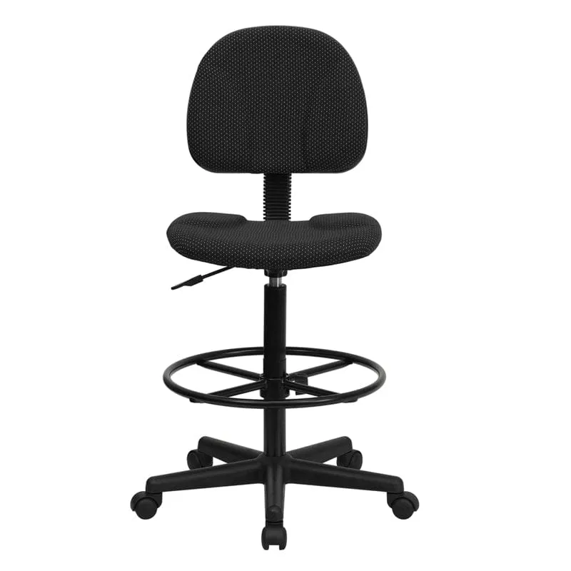 Black Patterned Fabric Drafting Chair - BT-659-BLK-GG