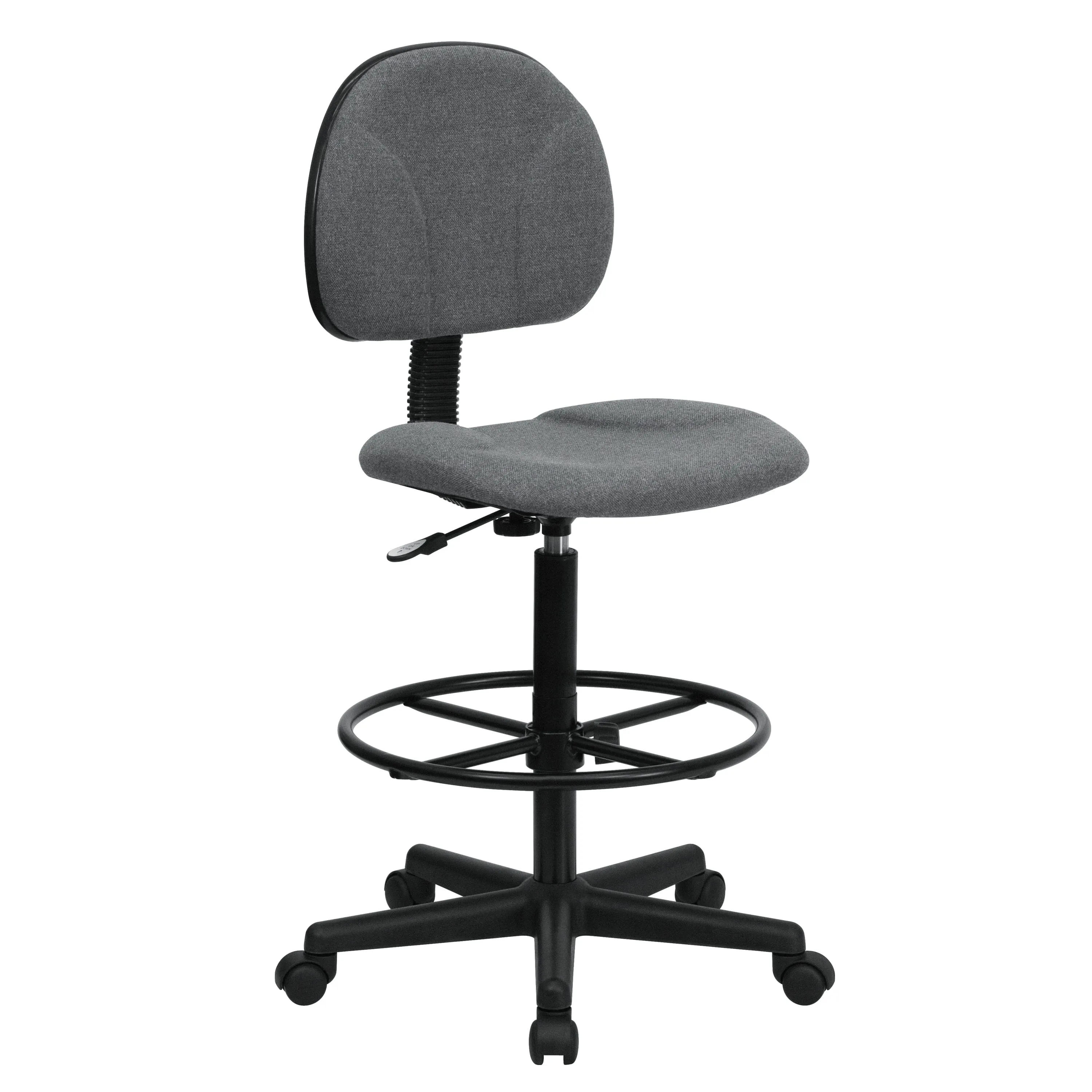 Black Patterned Fabric Drafting Chair - BT-659-BLK-GG