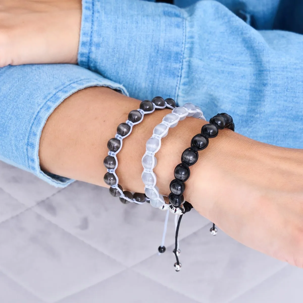 Black Sable | Silver | Cheshire Glass Charmballa Bracelet