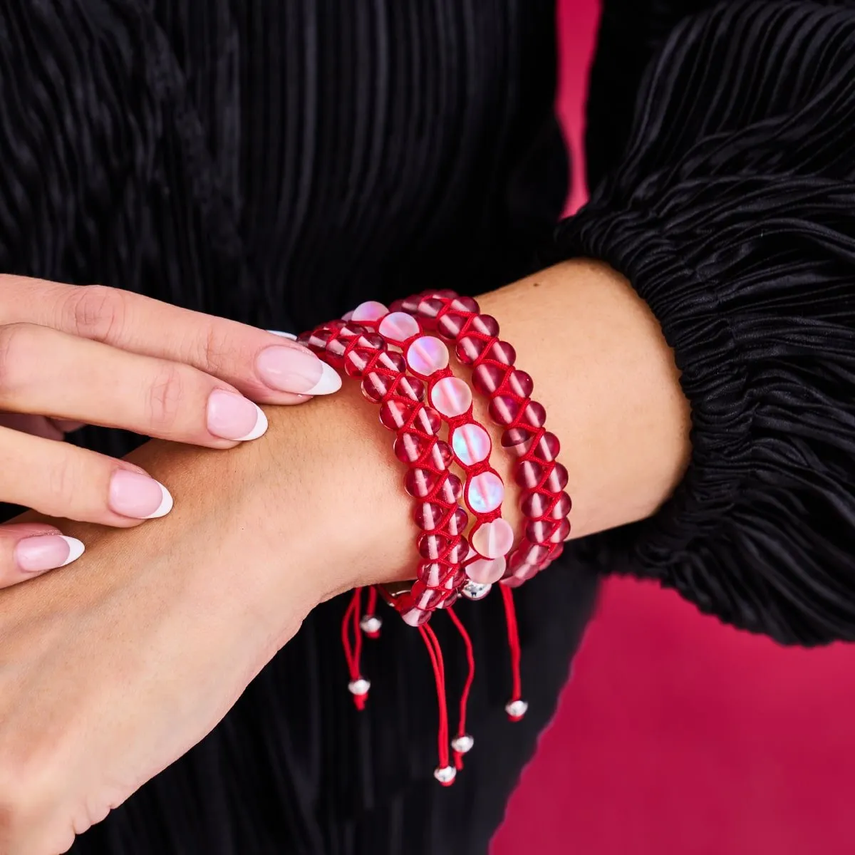 Blood Moon | Silver | Double Galaxy Glass Bracelet