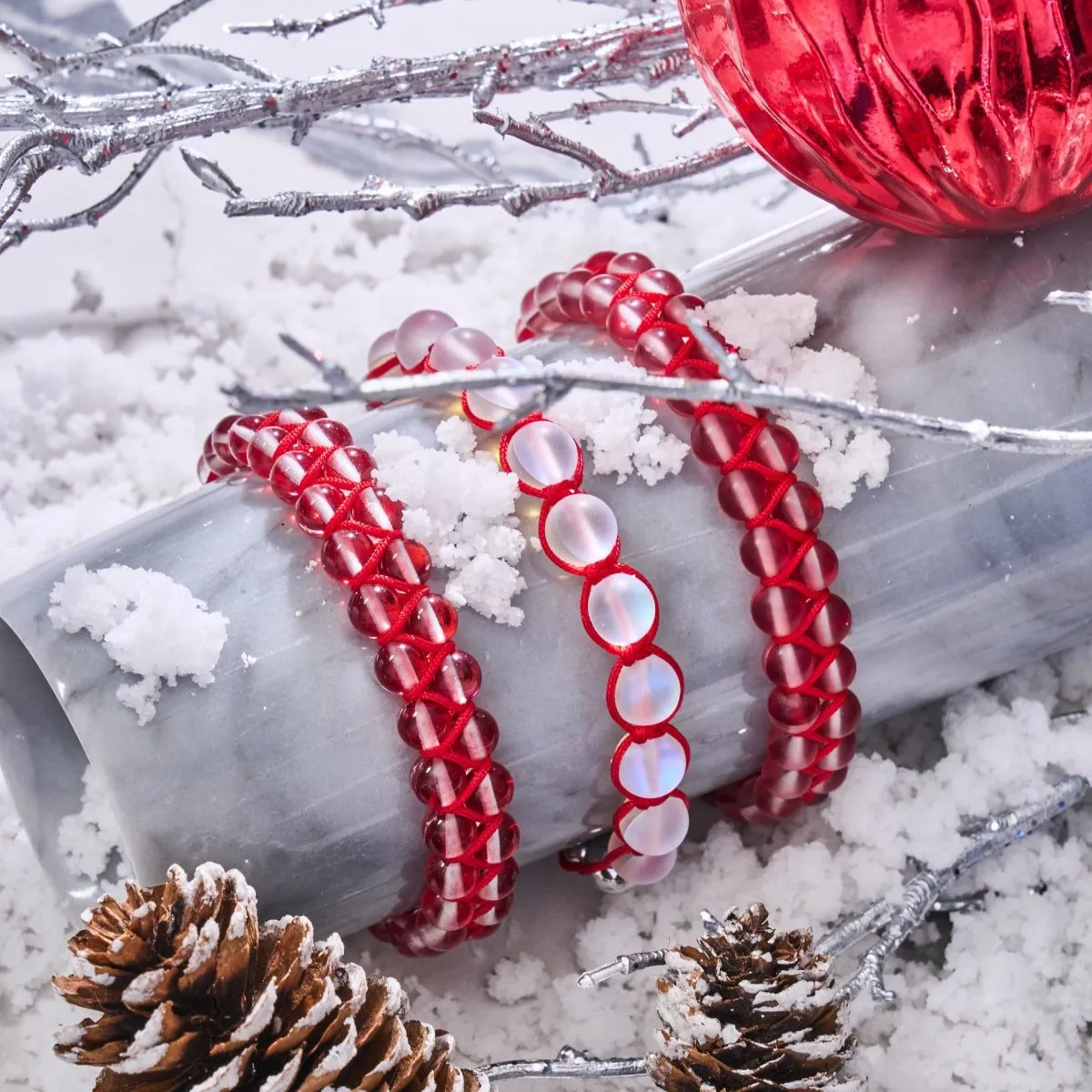 Blood Moon | Silver | Double Galaxy Glass Bracelet