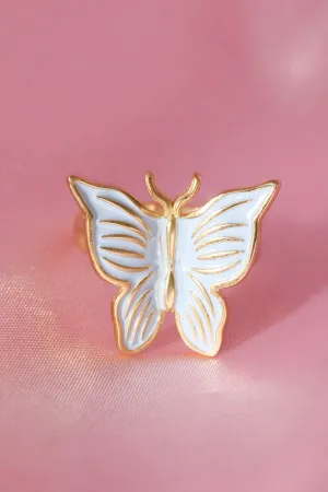 Blue Enamel Butterfly 925 Ring