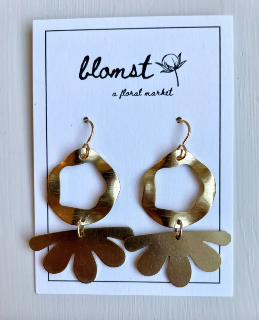 Brass Class Floral Earrings