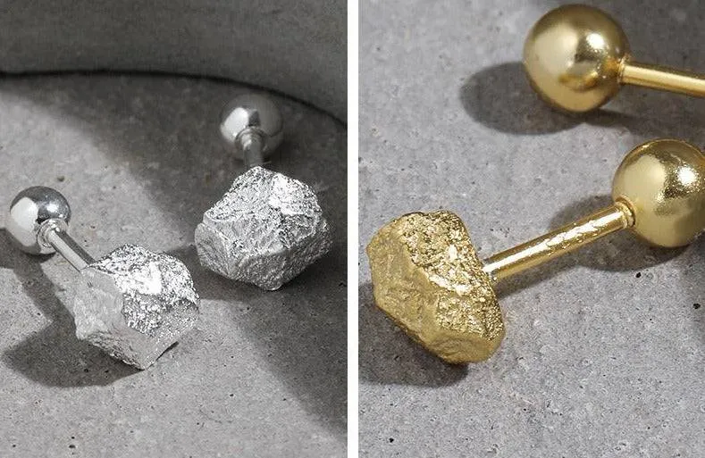 Broken ball stud earrings Sterling Silver Gold Vermeil