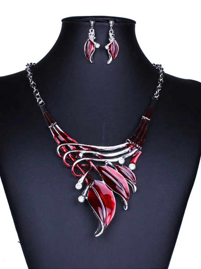 Cheap Classic Color Leaves Necklace Earrings Set